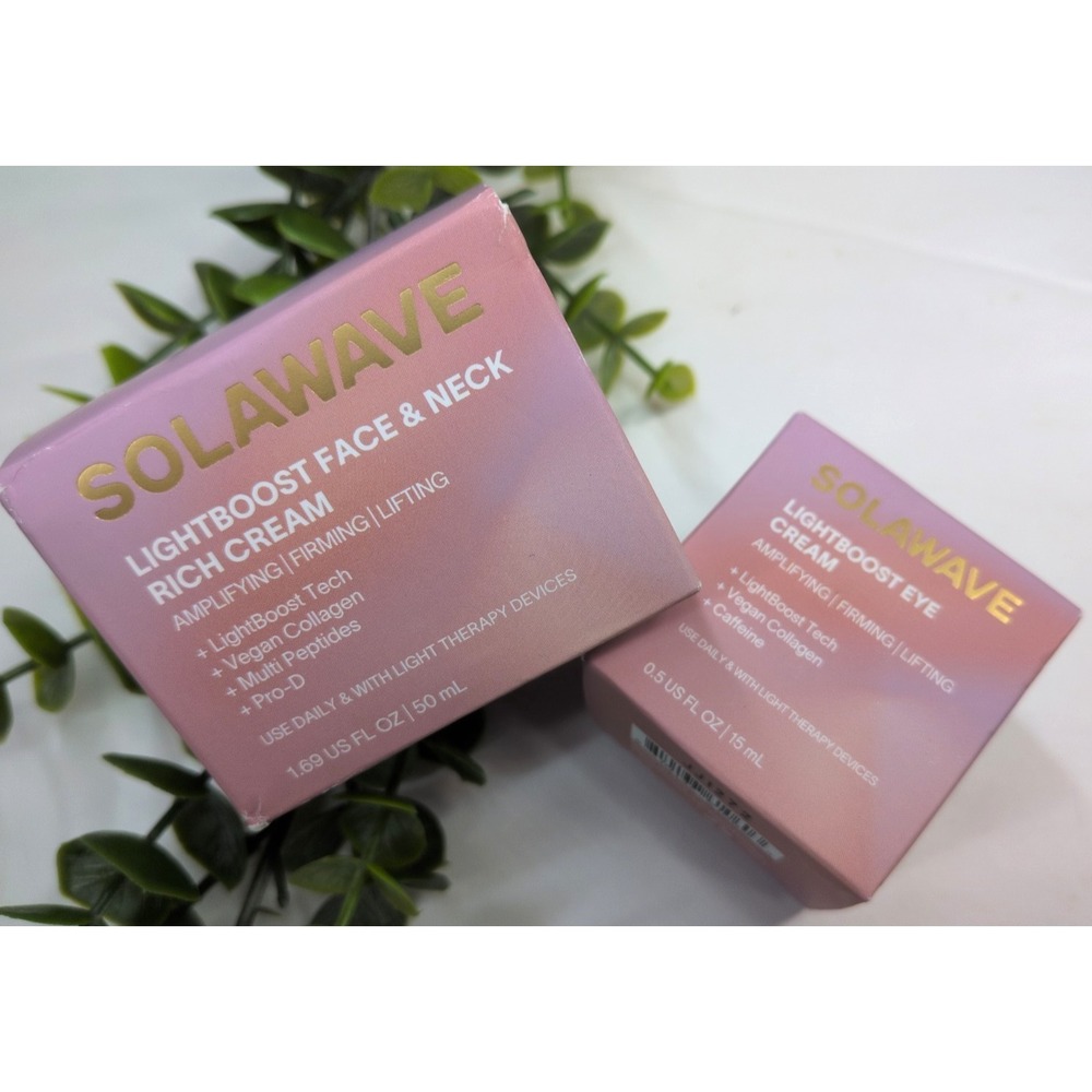 SEALED LOT 2🥰SOLAWAVE LightBoost Face Neck Eye Cream FULL SIZES Firming Lifting